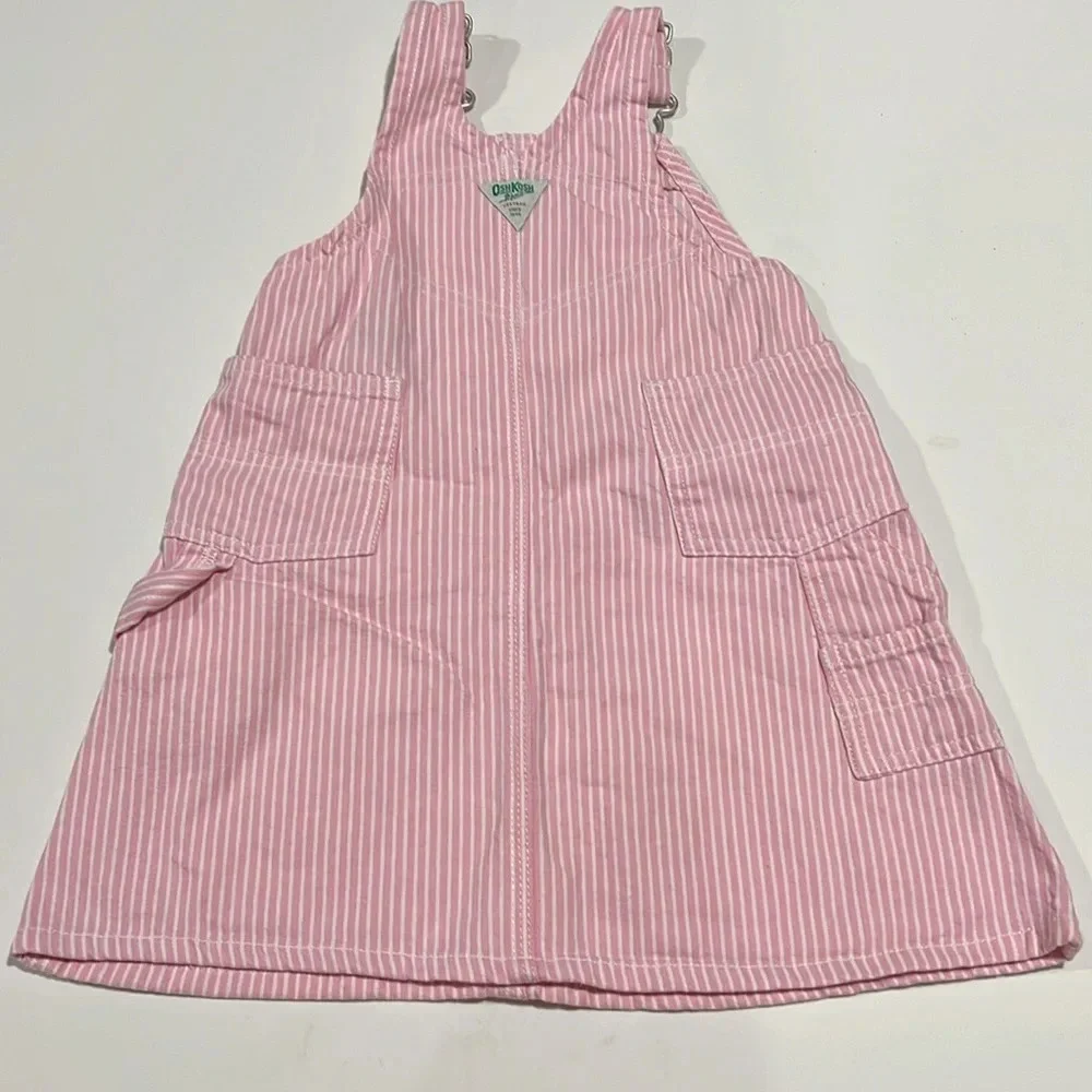 Oshkosh- pink/white 24 month overalls dress‎